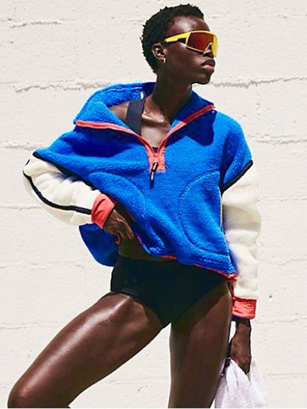 New FP MOVEMENT Mountain High Half-Zip  Fleece In Stellar Blue Combo